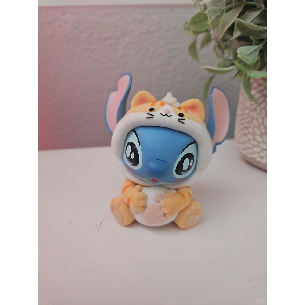 Disney Stitch in Orange Tabby Cat Costume Mini Figure Flocked 3" Cosplay Rare